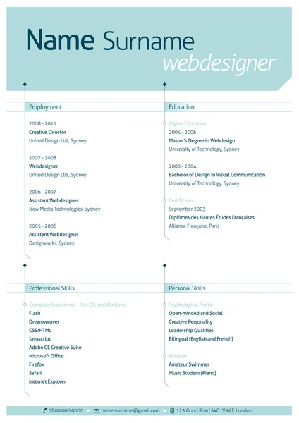 Editable Resumé Template