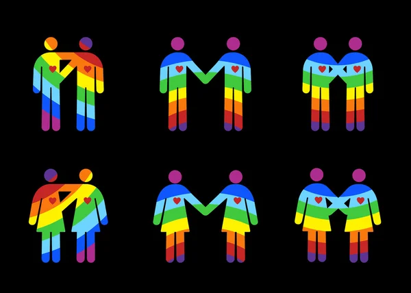 Pictogrammes hommes seulement et femmes seulement couples — Image vectorielle