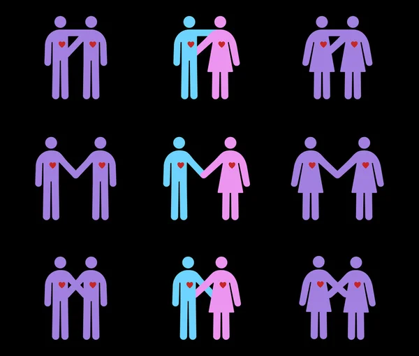 Pictogrammes de couples divers — Image vectorielle