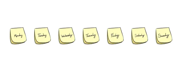 Weekdays Post-It Notes — Stock Vector
