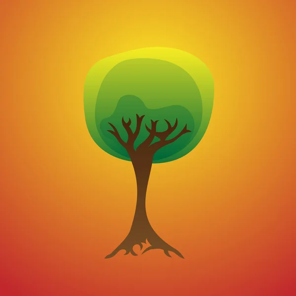 Tree on Orange Background — Stock Vector