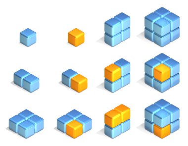 Groups of Cubes clipart