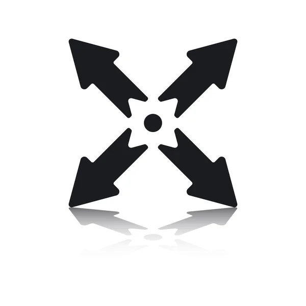 Cuatro flechas diagonales alrededor de un punto — Vector de stock