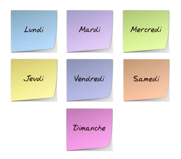 Weekday Notes in French — Stock Photo, Image