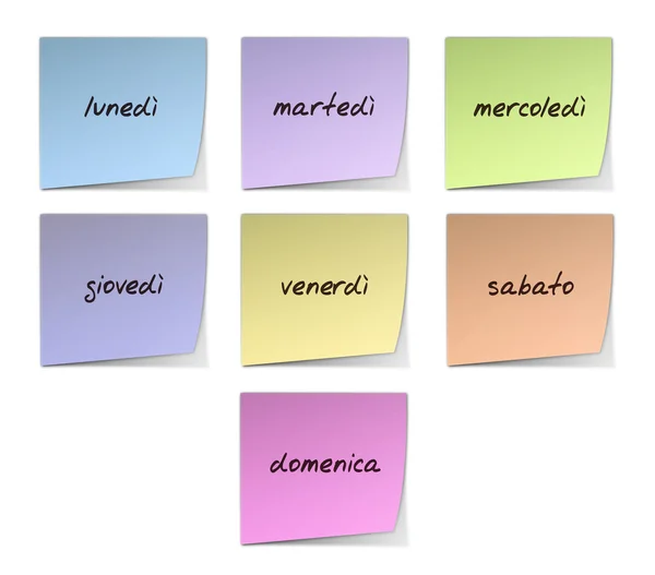 Weekday Notes in Italian — Stock Photo, Image