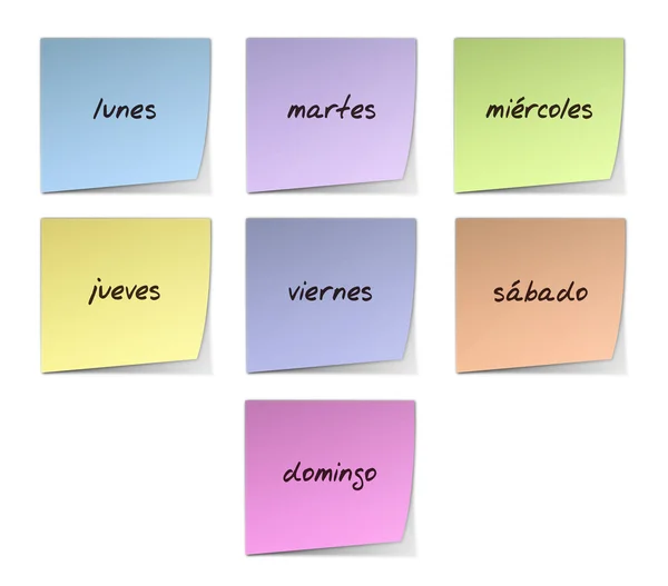 Weekday Notes in Spanish — Stock Photo, Image