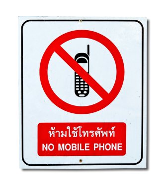The Sign of No Mobile Phone isolated on white background