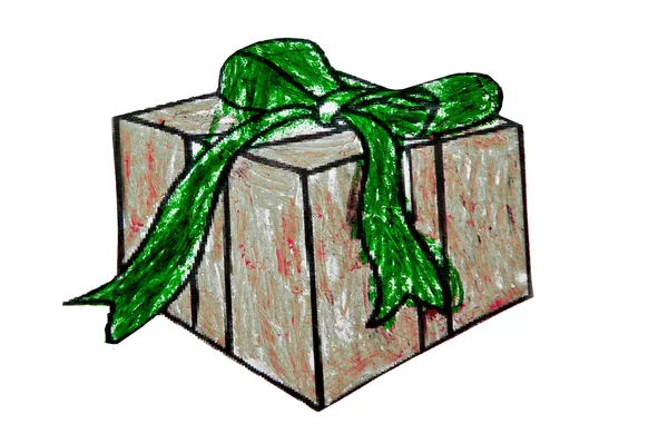 La mano disegnata di scatola regalo isolato su sfondo bianco — Foto Stock