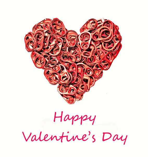 El corazón rojo hecho por puede pestaña con el día de San Valentín aislado en — Foto de Stock