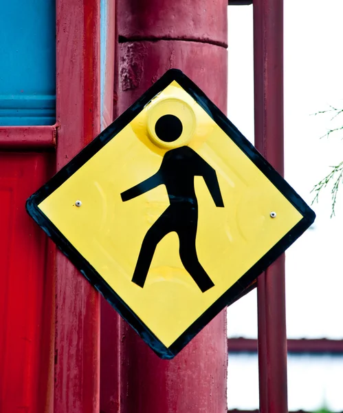 The sign of warning walk across the road — Stock Photo, Image