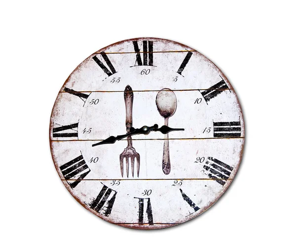 Die Uhr der Essenszeit isoliert auf weißem Hintergrund — Stockfoto