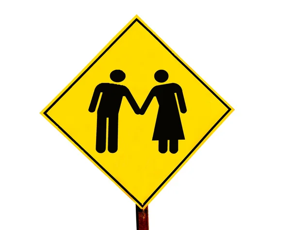 Знак мужчин и женщин, изолированных на белом фоне — стоковое фото