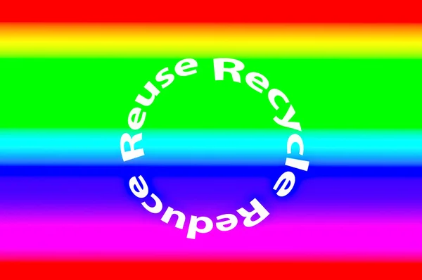 De kleurrijke ecologische zinnen - verminderen-hergebruik-recycle — Stockfoto