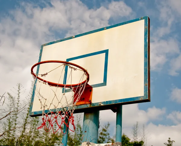 The Basketball court on blue sky background