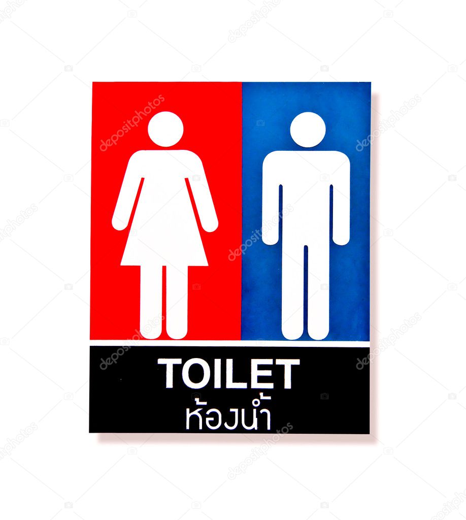 The Sign of restroom for men and women isolated on white backgro