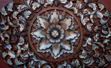 The Old carving wood ornament of flower pattern thai style clipart