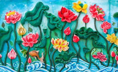 The Sculpture lotus of native thai style clipart