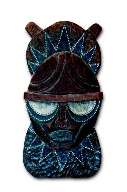 Beyaz arka plan üzerinde izole dekoratif Afrika maskesi