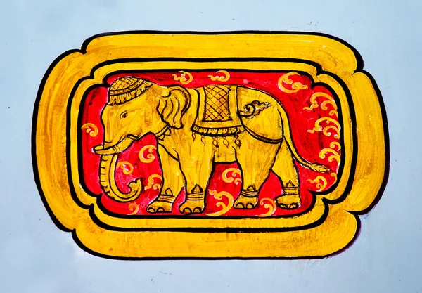 The 12 Thai zodiac painting on wall at wat phra thart Doi Suthep — Stock Photo, Image