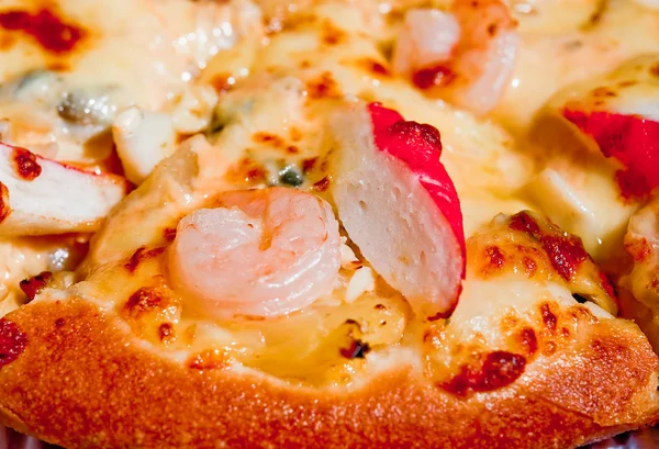 The Close up of seafood pizza — Stock Photo, Image