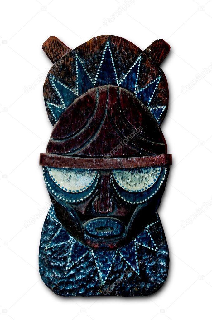 The Decorative African mask isolated on white background