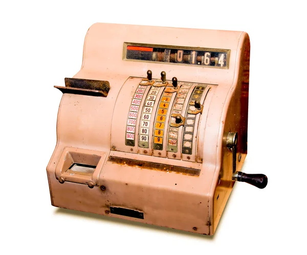 The old cash register isolated on a white background — Stock Photo, Image