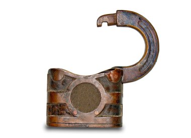 The Old rusted padlock isolated on white background clipart