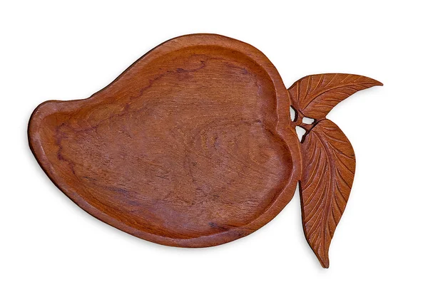 La bandeja de madera tallada de mango aislada sobre fondo blanco —  Fotos de Stock