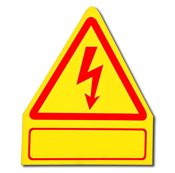 Il segno di pericolo di elettricità da alta tensione isolato su — Foto Stock
