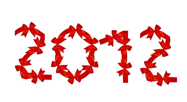 Η κόκκινη κορδέλα του 2012 που απομονώνονται σε λευκό φόντο — Φωτογραφία Αρχείου