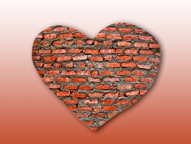 The Brick heart on background texture clipart