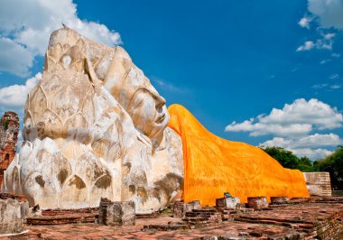 The Reclining Buddha status at ayuttaya province,Thailand clipart