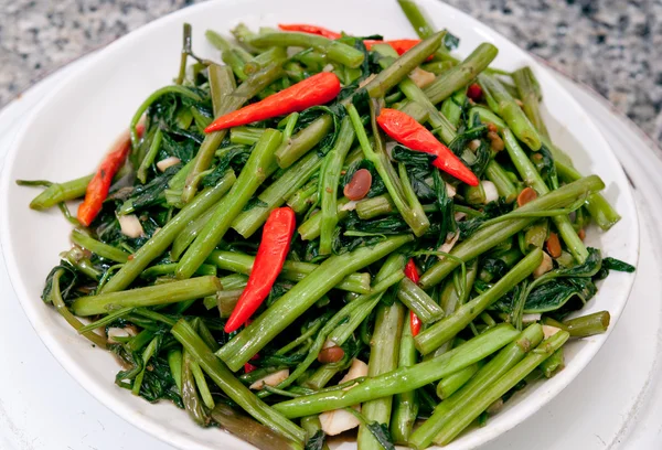 The Stir fried of morning glory thai style — Stock Photo, Image