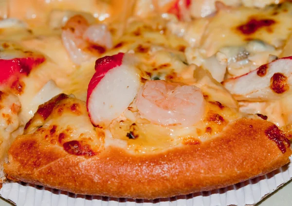The Close up of seafood pizza — Stock Photo, Image