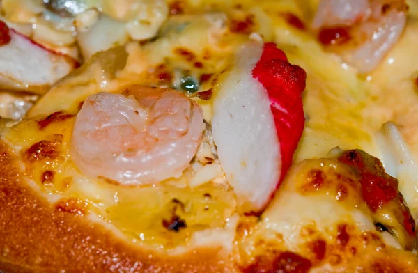 The Closeup of seafood pizza — Stock Photo, Image