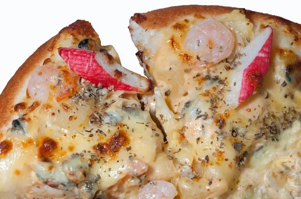 The Closeup of seafood pizza — Stock Photo, Image
