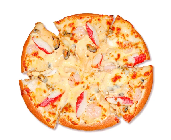 The Seafood pizza isolated on white background — Stock Photo, Image