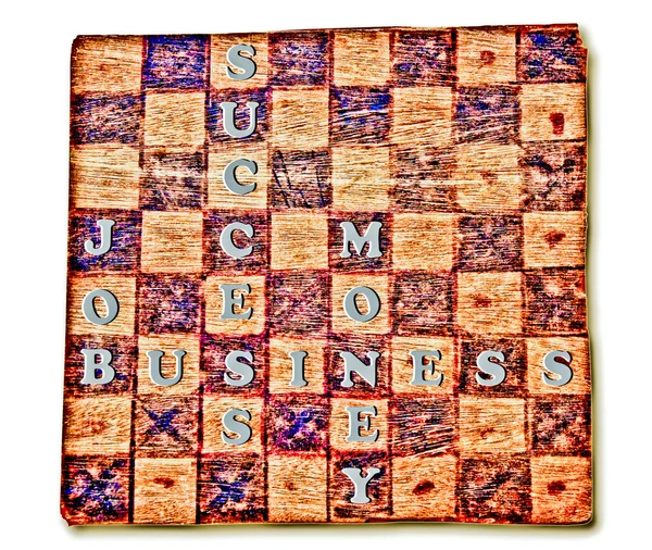 ビジネス言葉 - 仕事、成功、お金とクロスワード パズル, — ストック写真