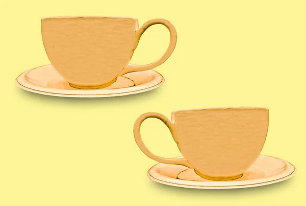 The Cup of coffee isolated on yellow background — Stock Photo, Image