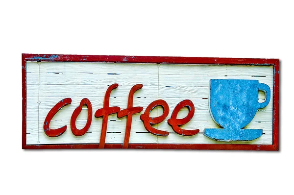 Η παλιά ξύλινη σανίδα από ένα φλιτζάνι καφέ που απομονώνονται σε λευκό έκφραση — Φωτογραφία Αρχείου