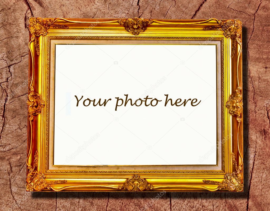 The Vintage blank wooden frame isolated on wood background