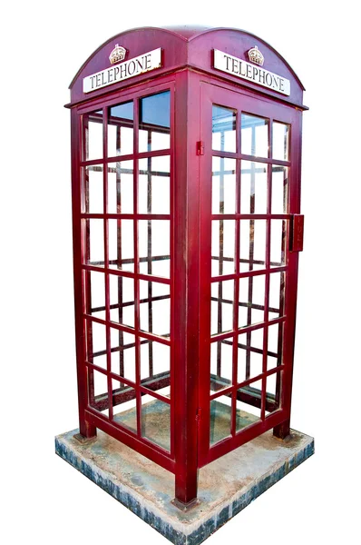 白い背景上に分離されてイギリスの赤い携帯電話ブース — ストック写真