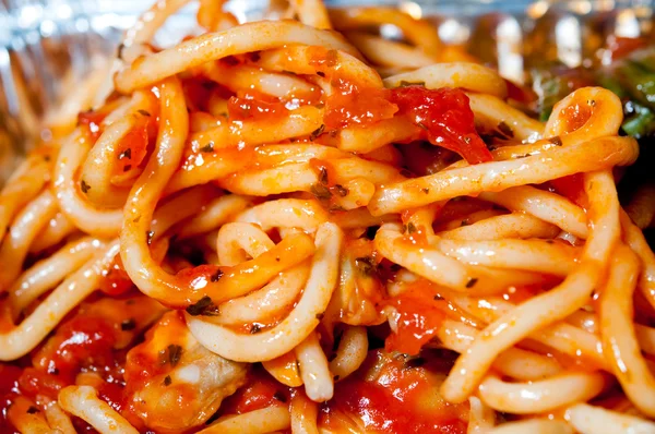 The Close up spaghetti with tomato sauce — Stock Photo, Image