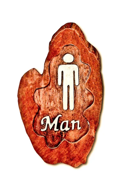 A madeira de escultura do guidepost para homens isolados no backgrou branco — Fotografia de Stock