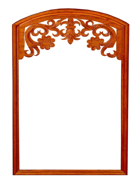 El marco de madera y el tallado de la línea tailandesa patrón de estilo aislado —  Fotos de Stock