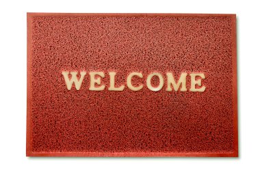 The Doormat of welcome text isolated on white background clipart