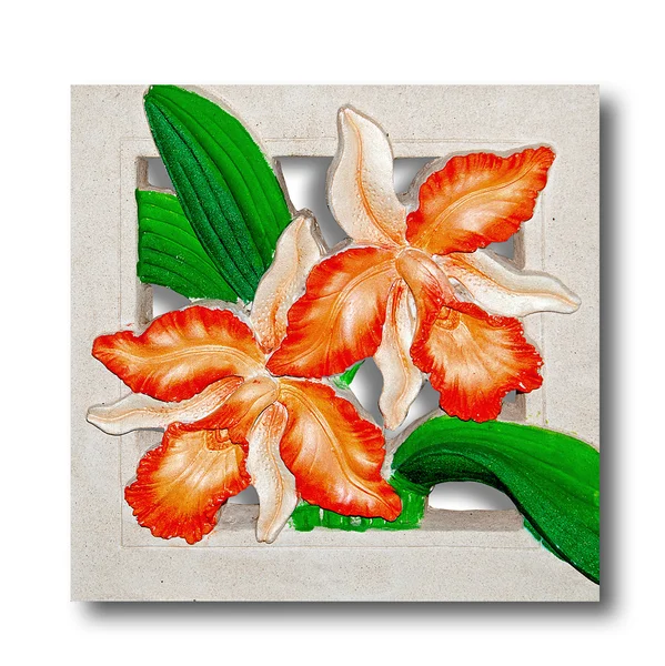 El relieve el grabado de la orquídea aislado sobre el fondo blanco —  Fotos de Stock
