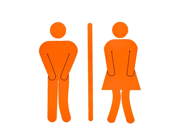 Το σημάδι τουαλέτα γυναίκες και άνδρες που απομονώνονται σε λευκό φόντο — Φωτογραφία Αρχείου