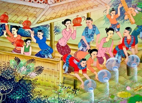 A arte da pintura da cultura estilo tailandês — Fotografia de Stock