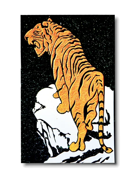 Den snidning graniten av tiger isolerad på vit bakgrund — Stockfoto